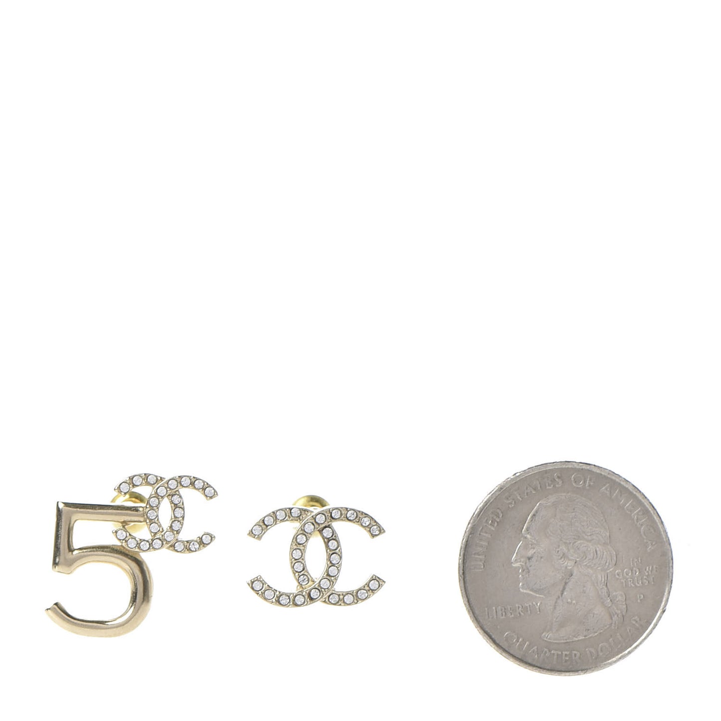 Crystal CC No 5 Earrings Gold