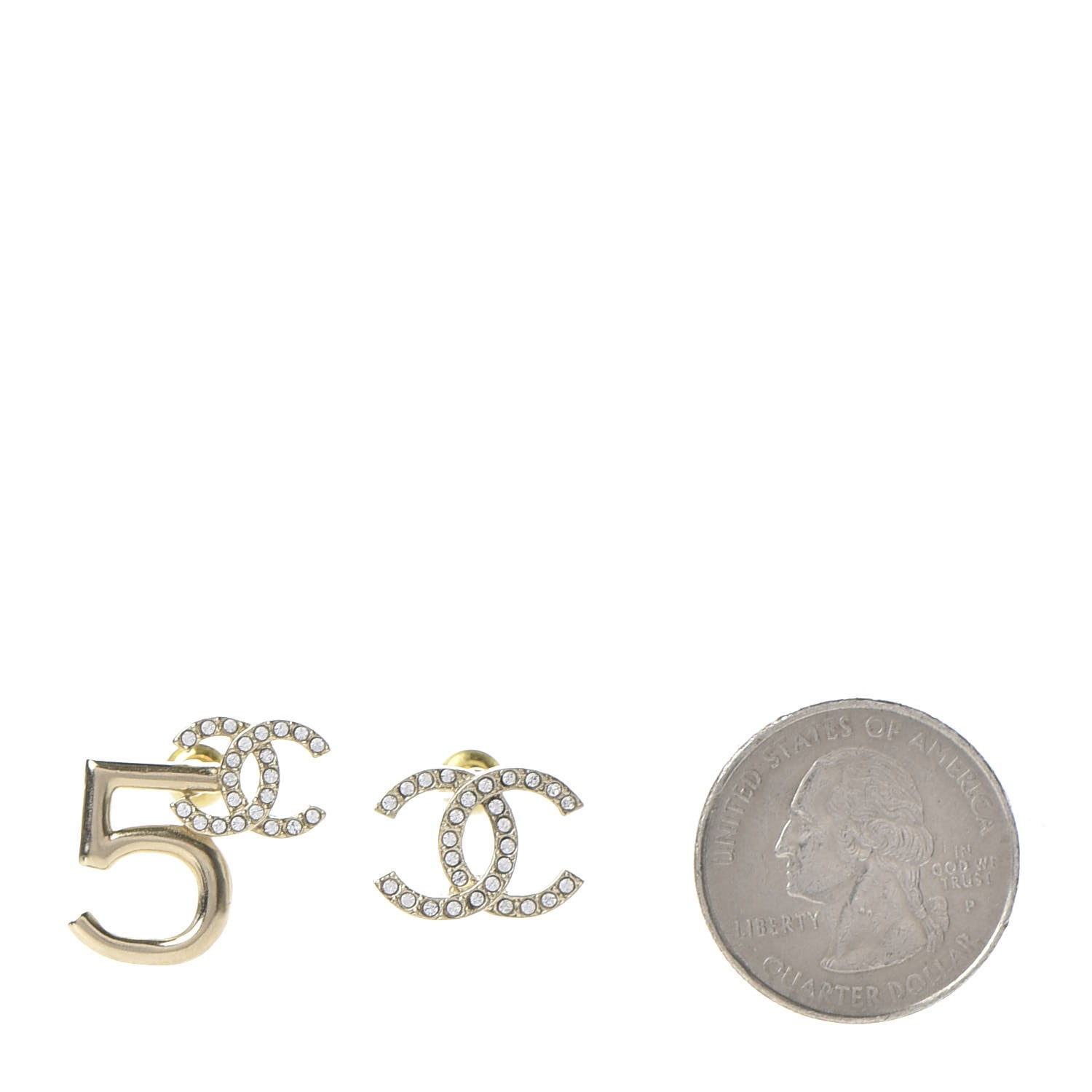 Chanel Crystal CC No 5 Earrings Gold 2 of 5