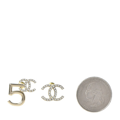 Chanel Crystal CC No 5 Earrings Gold 2 of 5