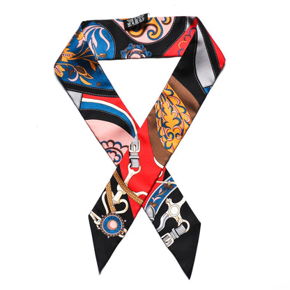 Hermes Silk Festival des Amazones Twilly Black Rouge Bleu 1 of 4