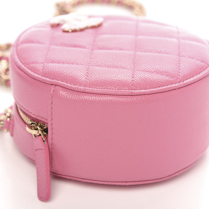 Chanel Caviar Quilted Gripoix CC Round Clutch With Chain Pink 9 of 11
