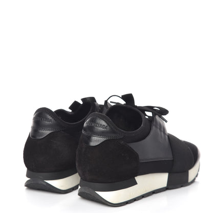 Balenciaga Mesh Calfskin Neoprene Suede Womens Race Runner Sneakers 38 Black 4 of 12