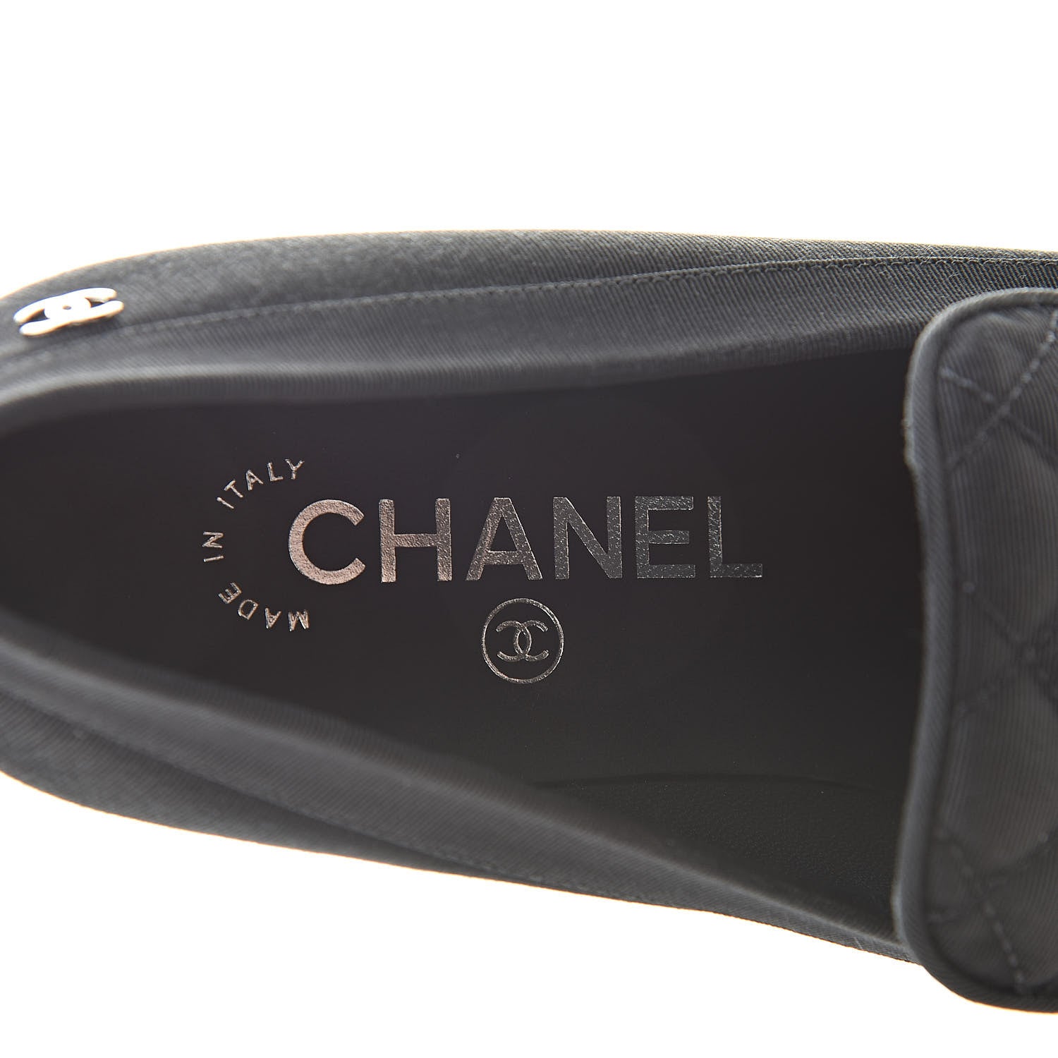 Chanel Quilted Grosgrain CC Loafers 38 Black 7 of 8