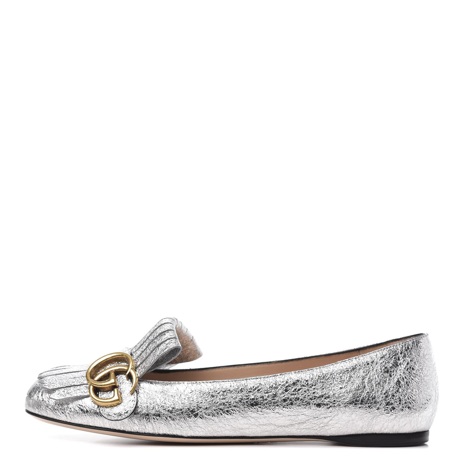 Gucci Galassia GG Marmont Fringe Flats 37 Argento 1 of 9
