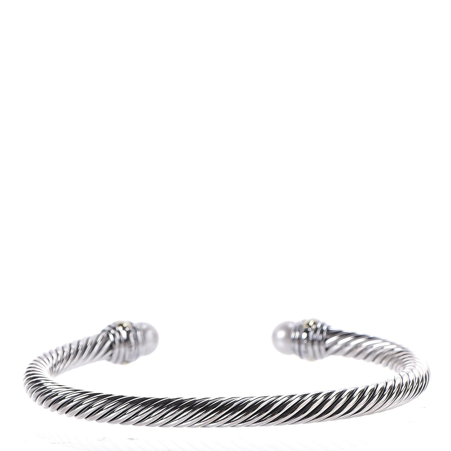 Sterling Silver 14K Yellow Gold Pearl 5mm Cable Classics Bracelet
