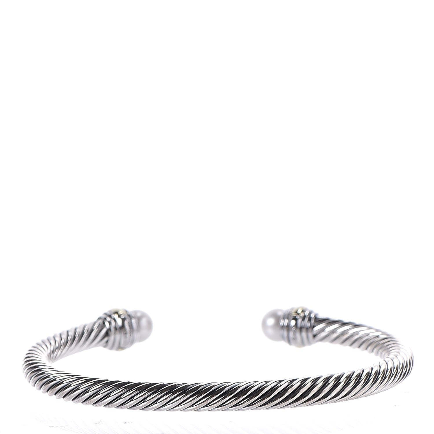 David Yurman Sterling Silver 14K Yellow Gold Pearl 5mm Cable Classics Bracelet 3 of 5