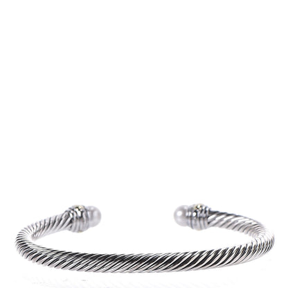 David Yurman Sterling Silver 14K Yellow Gold Pearl 5mm Cable Classics Bracelet 3 of 5