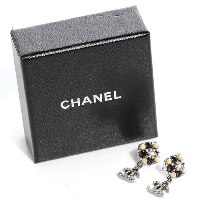 Chanel Crystal CC Drop Earrings Silver 3 of 5
