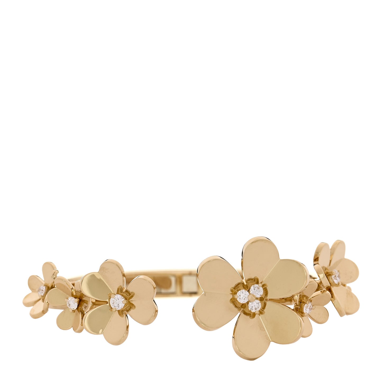 18K Yellow Gold Diamond Small Frivole 7 Flowers Bracelet S