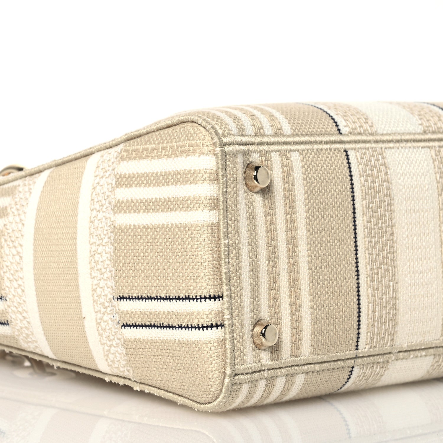 Christian Dior Canvas Embroidered Medium Stripes Lady D-Lite Beige 9 of 11
