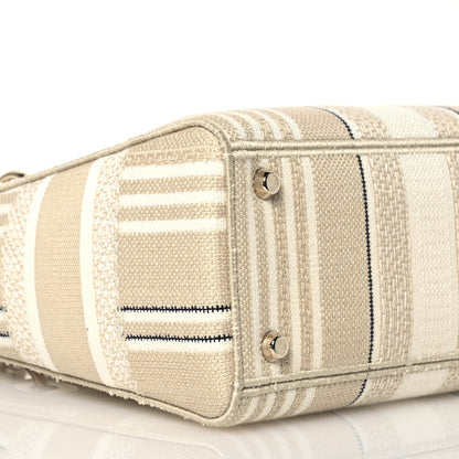 Christian Dior Canvas Embroidered Medium Stripes Lady D-Lite Beige 9 of 11