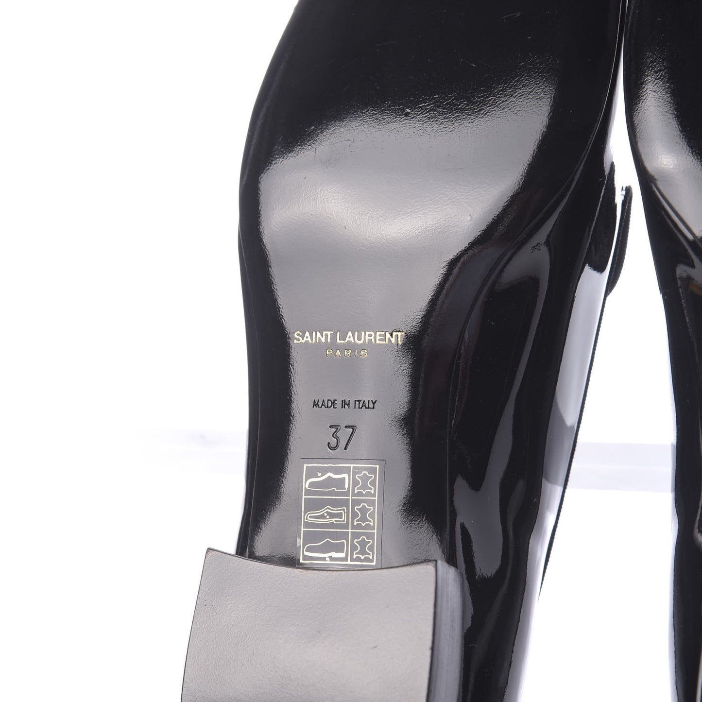 Patent Calfskin Smoking Slipper Flat Loafers 37 Black