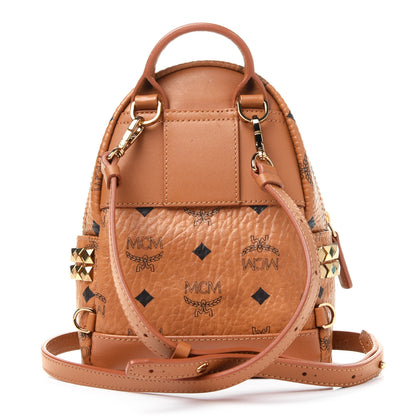 MCM Visetos Side Stud X-Mini Stark Bebe Boo Backpack Cognac 2 of 5