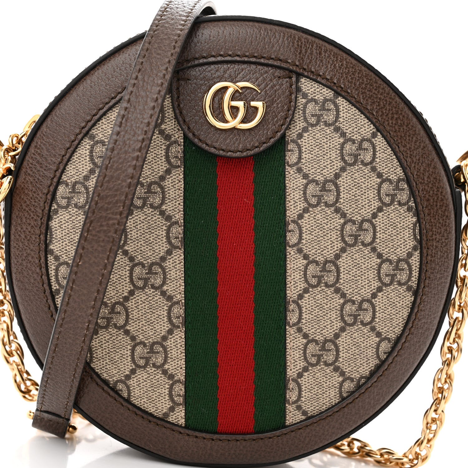 Gucci GG Supreme Monogram Web Mini Ophidia Round Shoulder Bag Brown 8 of 10