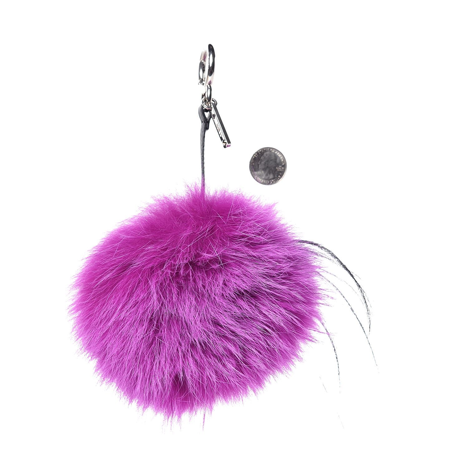 Fendi Fox Mink Goat Fur Oret Monster Bag Bug Charm Orchid Black 2 of 6
