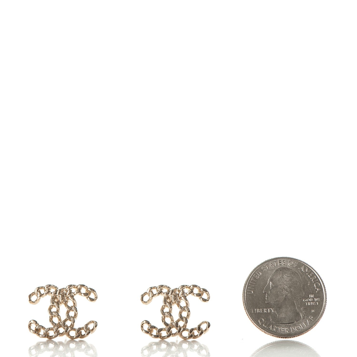 Chanel Metal Chain Link CC Earrings Gold 2 of 6