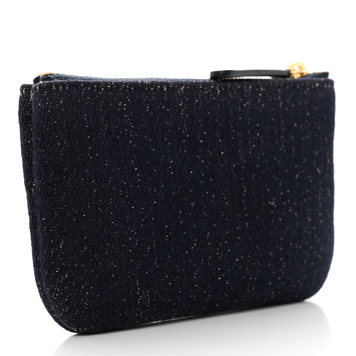 Chanel Lurex Canvas Deauville Cosmetic Pouch Navy Blue Gold 3 of 8