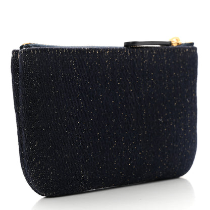 Chanel Lurex Canvas Deauville Cosmetic Pouch Navy Blue Gold 3 of 8