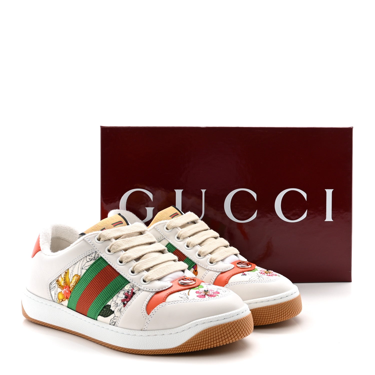 Gucci Sepang Flora Faded Canvas Web Womens Screener Sneakers 36.5 White 9 of 9
