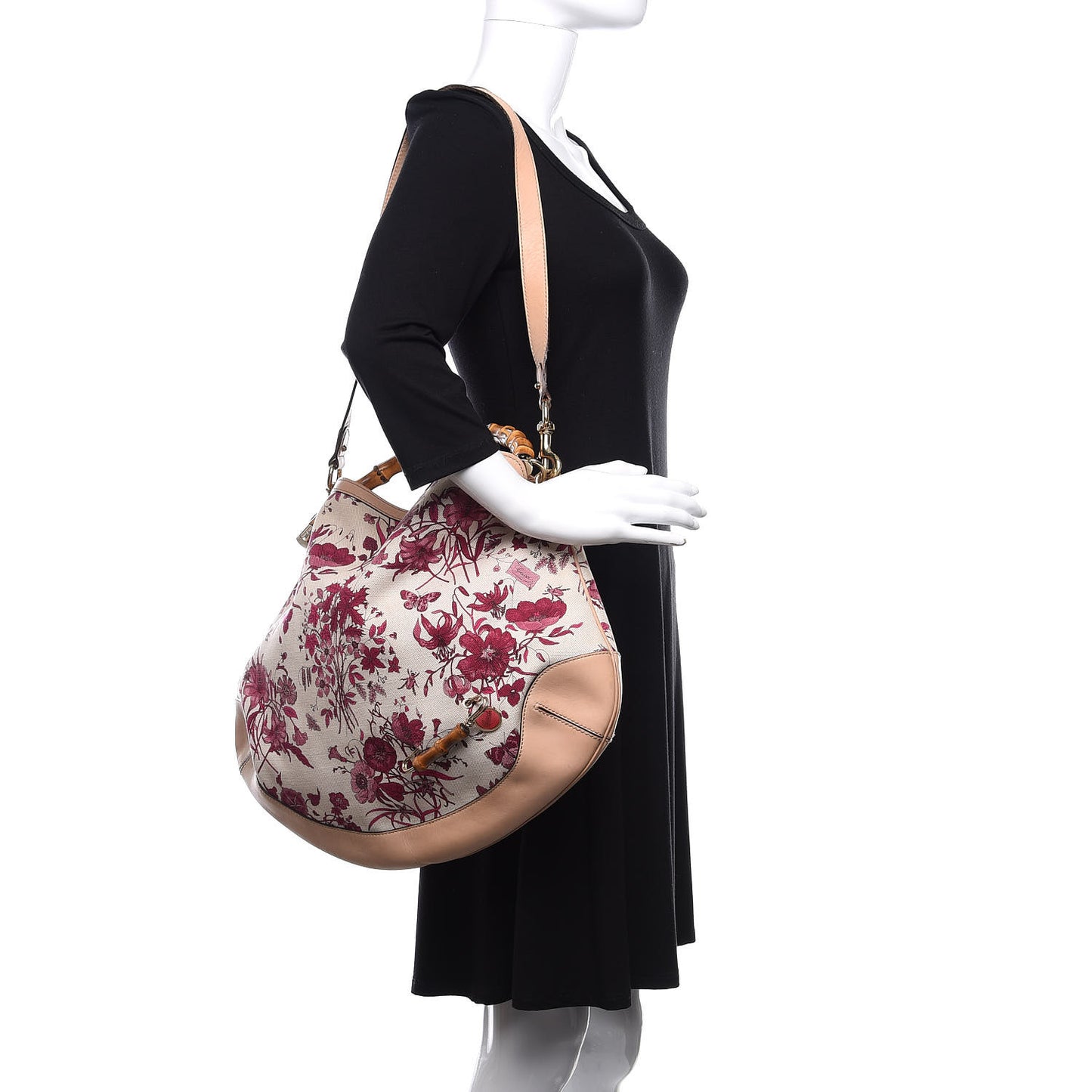 Canvas Floral Flora Peggy Bamboo Top Handle Hobo