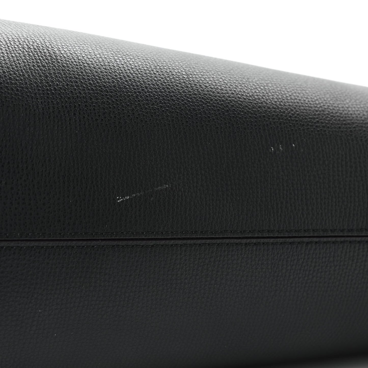 Grainy Calfskin Haymarket Check Medium Reversible Tote Black