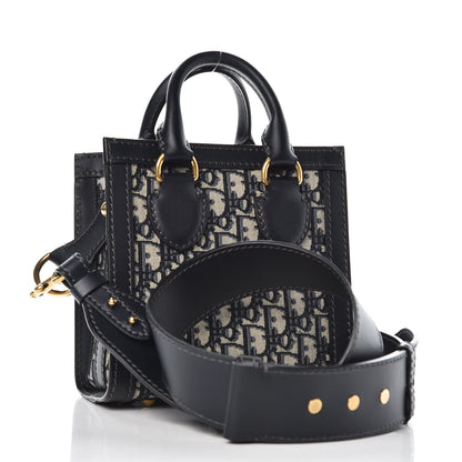 Christian Dior Oblique Mini Tote Bag Blue 3 of 9