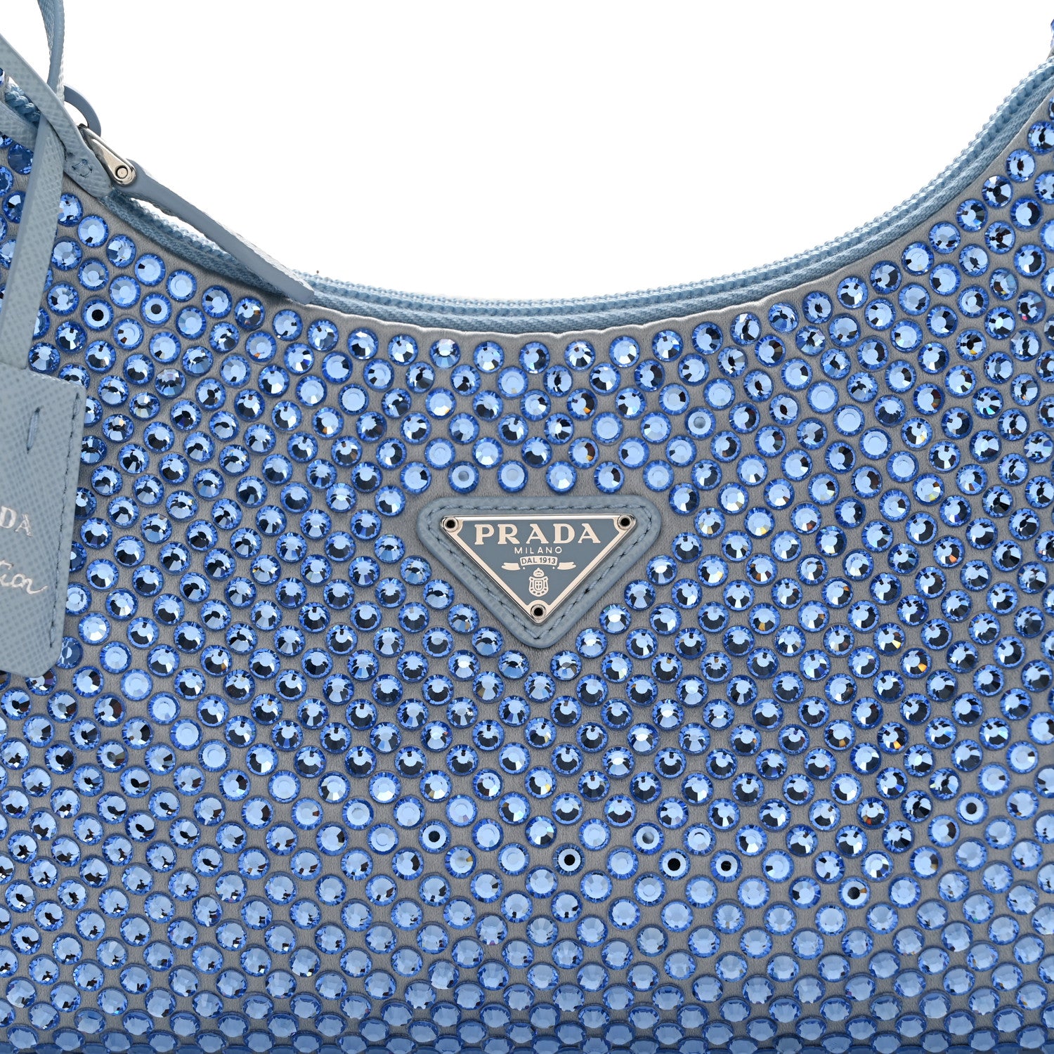 Prada Satin Crystal Mini Re-Edition 2000 Bag Celeste 8 of 10