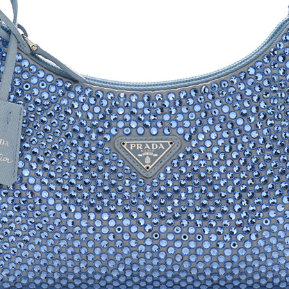 Prada Satin Crystal Mini Re-Edition 2000 Bag Celeste 8 of 10