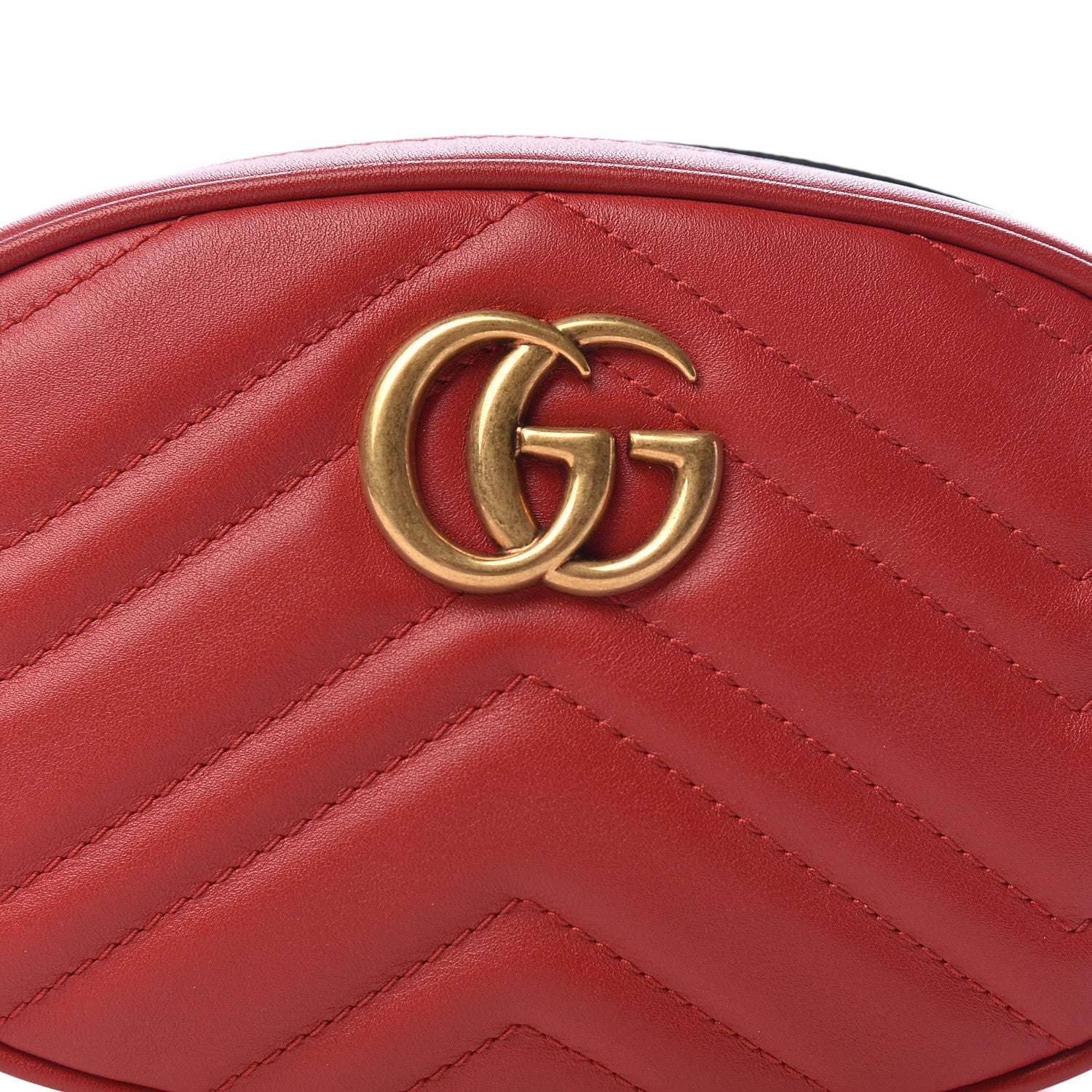 Gucci Calfskin Matelasse GG Marmont Belt Bag 95 38 Hibiscus Red 10 of 11