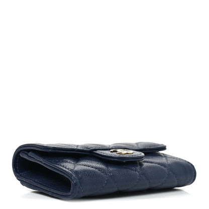 Chanel Caviar Quilted Flap Card Holder Wallet Navy Blue 4 of 9