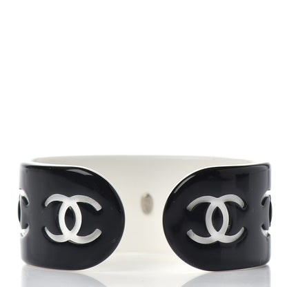 Chanel Resin CC Cuff Black White 3 of 4