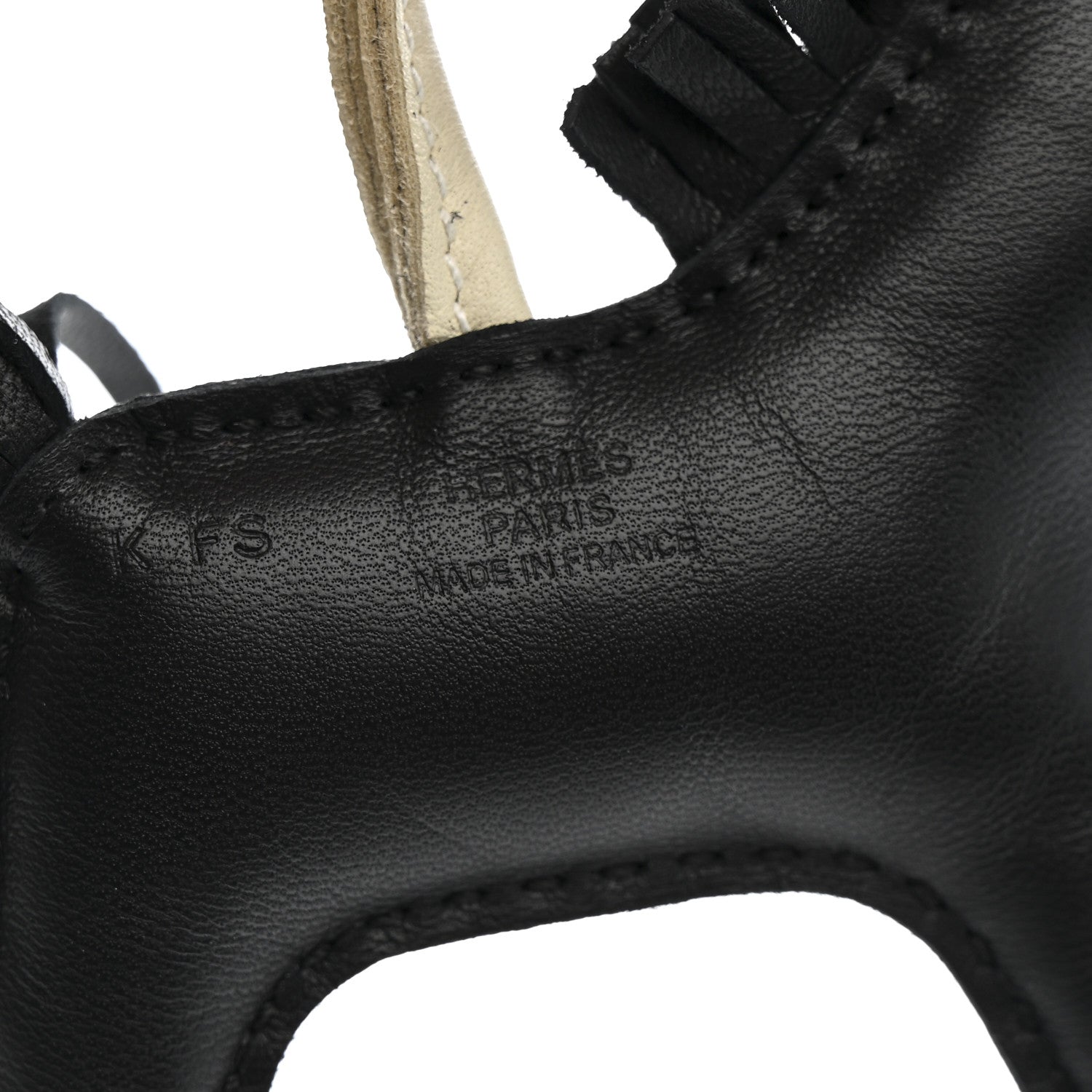Hermes Milo Lambskin Grigri Rodeo Robeo Coeur Bag Charm PM Black Craie Etoupe 3 of 4