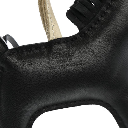 Hermes Milo Lambskin Grigri Rodeo Robeo Coeur Bag Charm PM Black Craie Etoupe 3 of 4