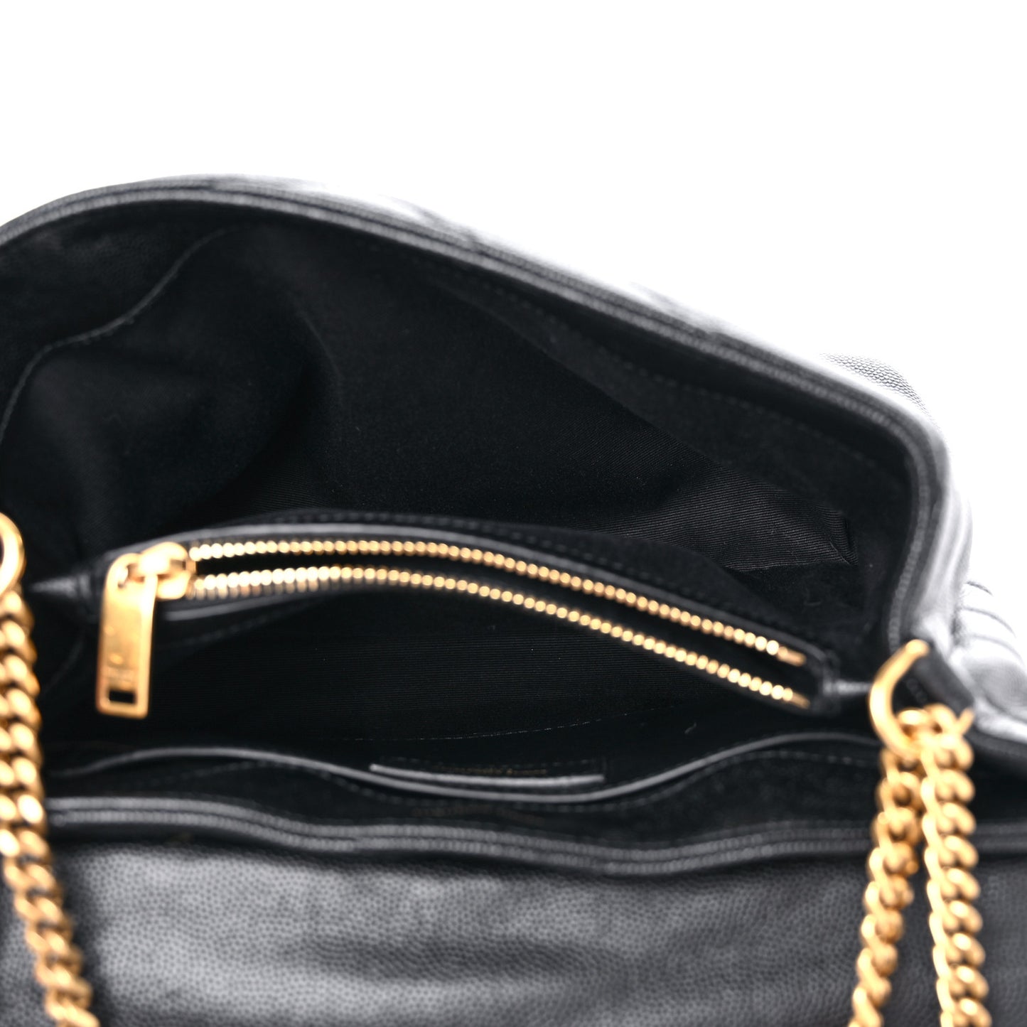 Grain de Poudre Calfskin Y Quilted Monogram Small Loulou Chain Satchel Black