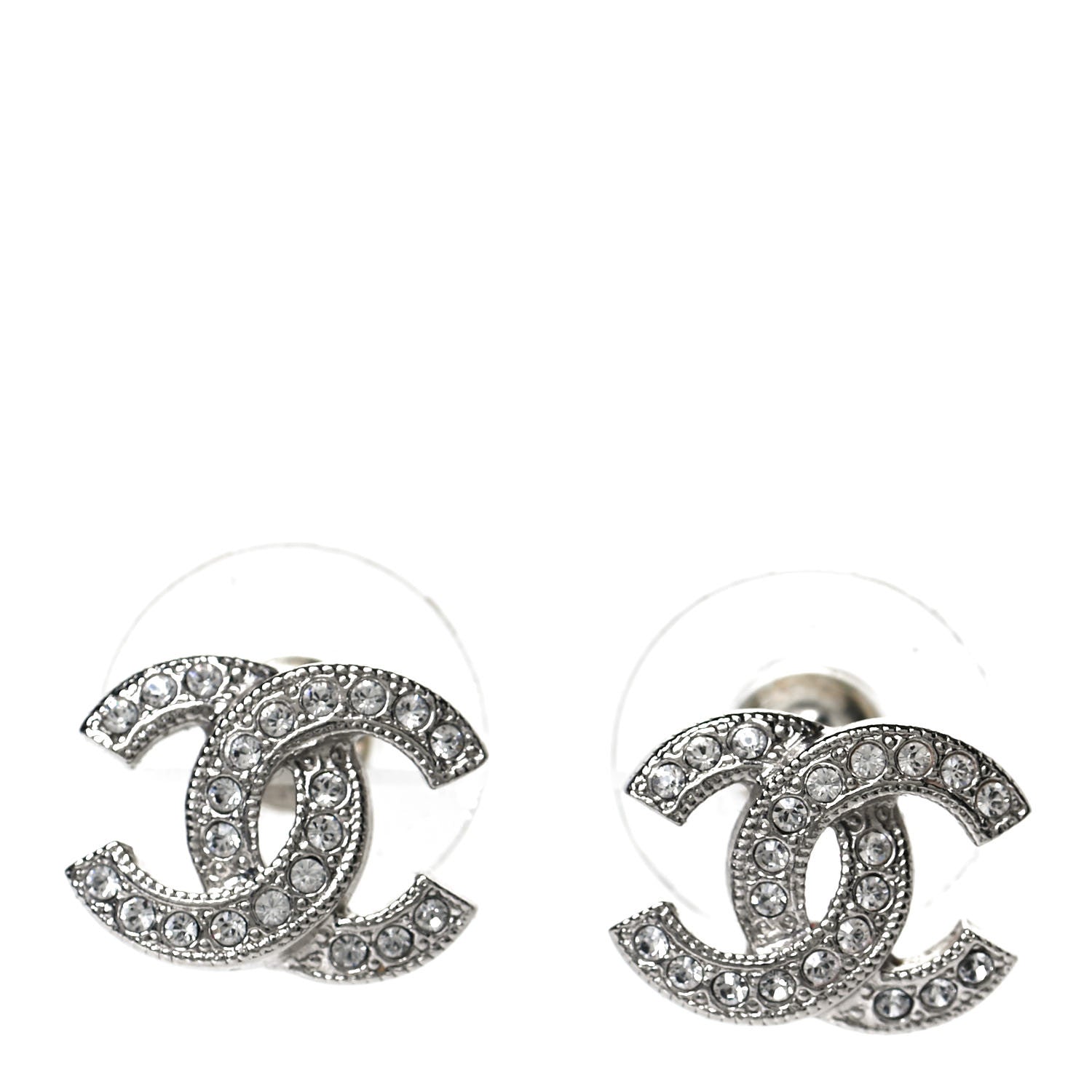 Chanel Crystal Mini Timeless CC Earrings Silver 1 of 5