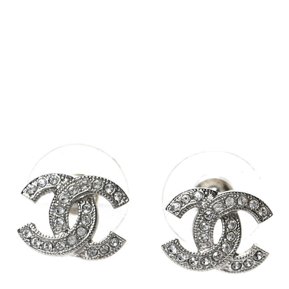 Chanel Crystal Mini Timeless CC Earrings Silver 1 of 5
