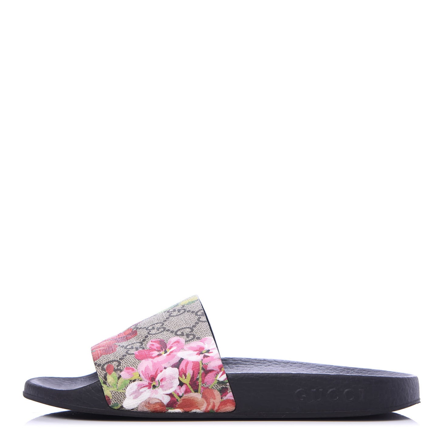 GG Supreme Monogram Blooms Slide Sandals 37 Beige Multicolor