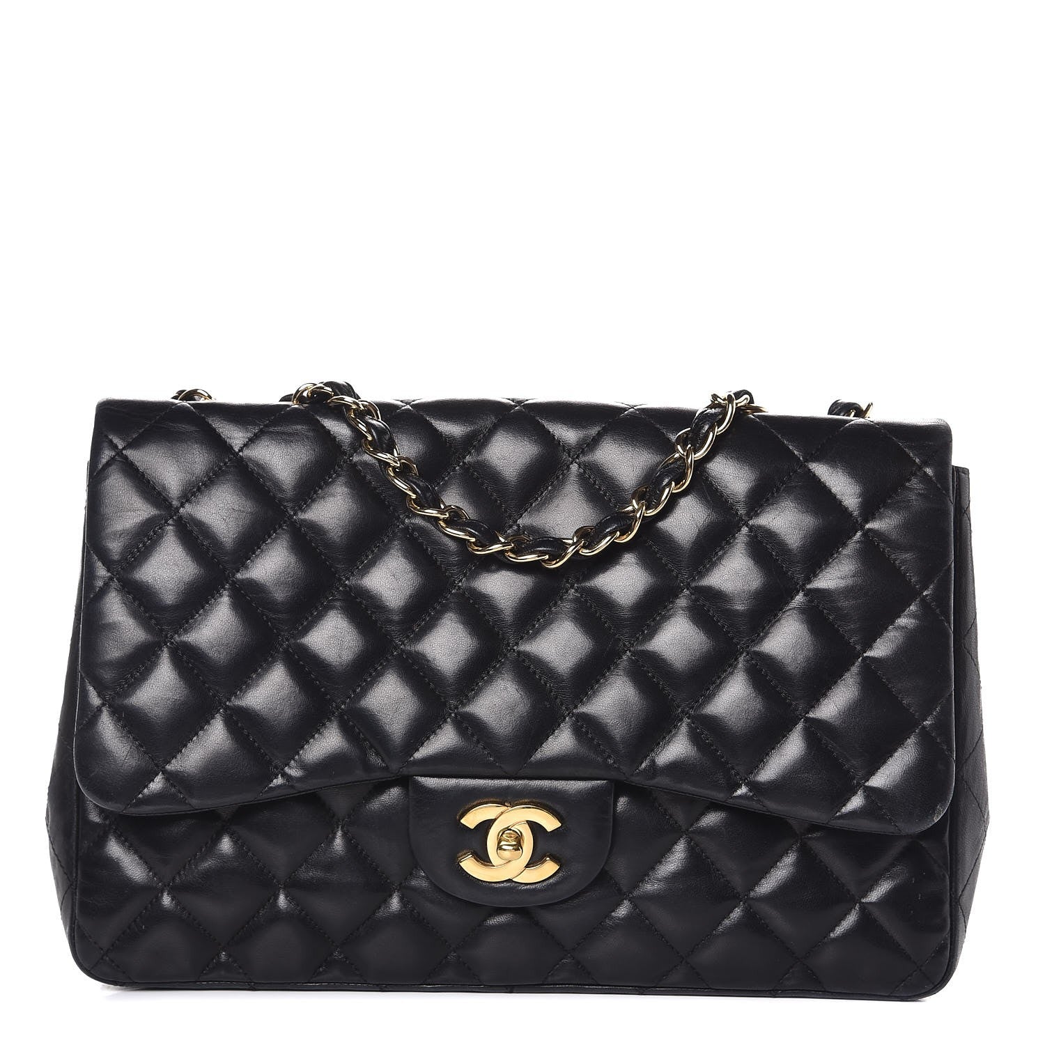Chanel Lambskin Quilted Jumbo Single Flap Black 1 of 17