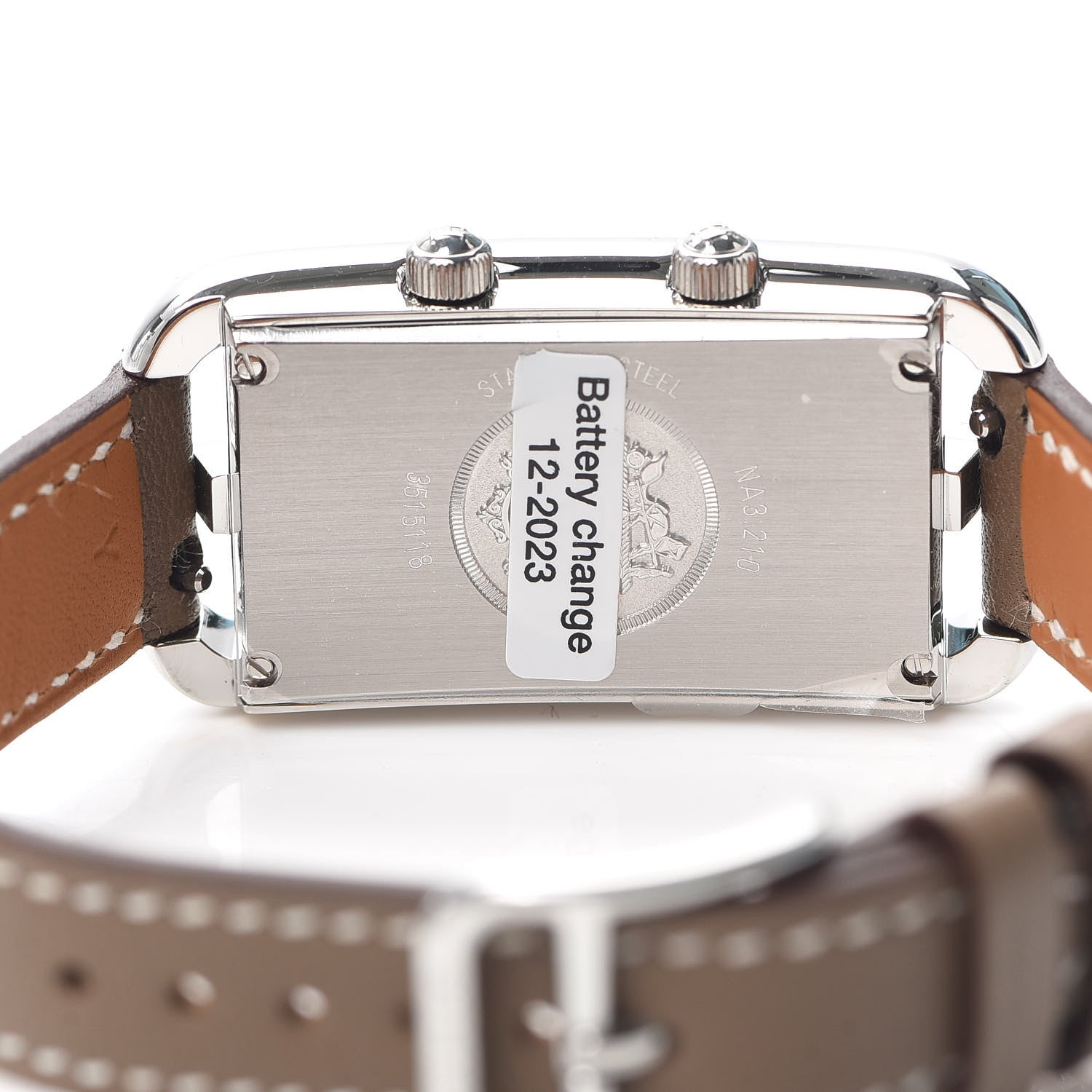 Hermes Stainless Steel Swift 22mm Nantucket Dual Time Quartz Watch Etoupe 4 of 5