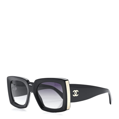 Chanel Acetate Rectangle Sunglasses 5435 Black 1 of 8