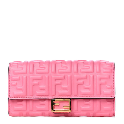 Fendi Nappa Matisse FF Embossed Continental Wallet Pink 1 of 12
