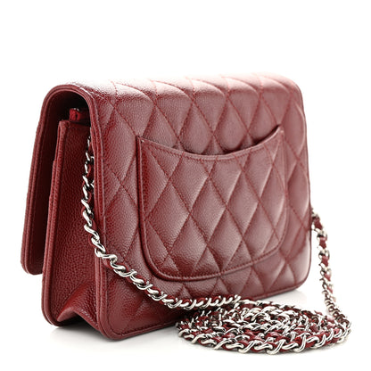 Chanel Caviar Quilted Wallet on Chain WOC Burgundy 3 of 12
