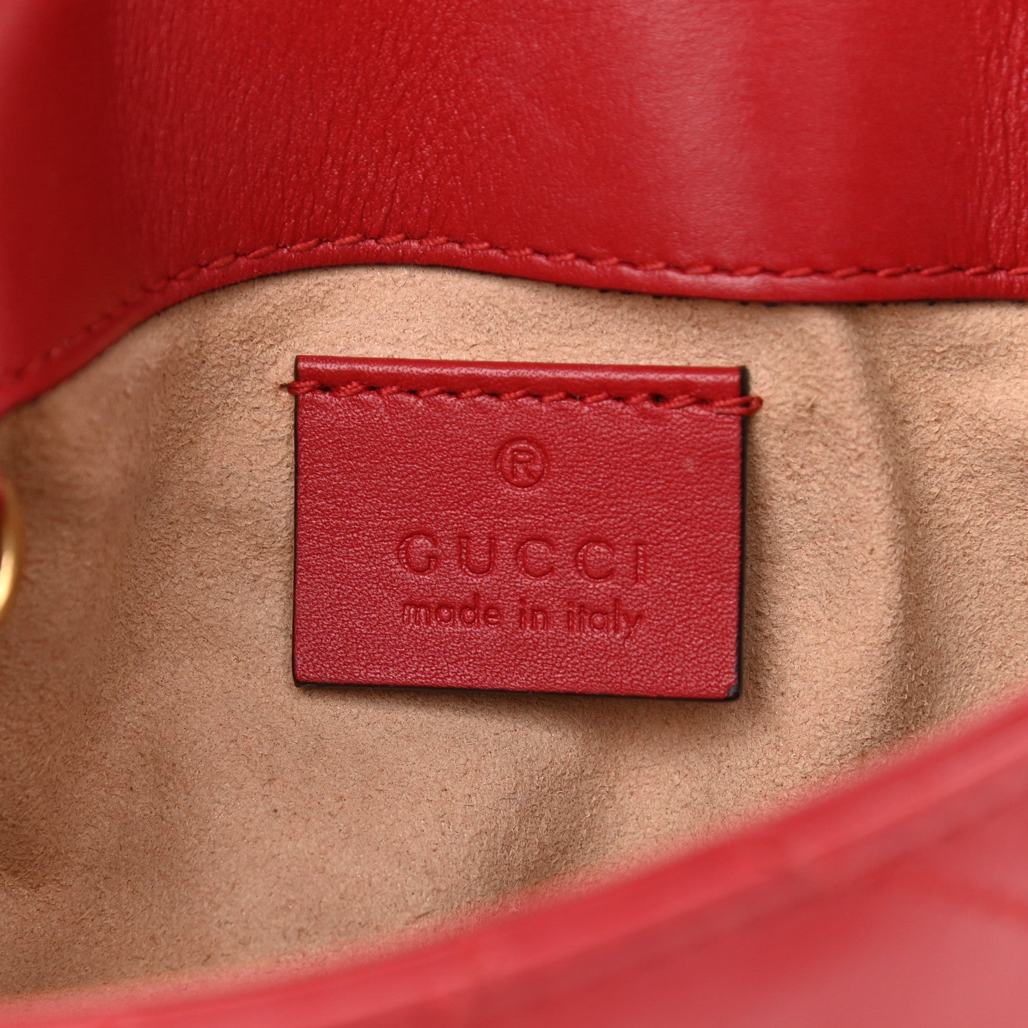 Gucci Calfskin Matelasse Super Mini GG Marmont Shoulder Bag Hibiscus Red 6 of 11
