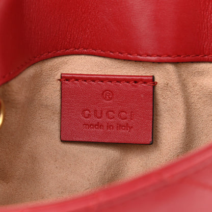 Gucci Calfskin Matelasse Super Mini GG Marmont Shoulder Bag Hibiscus Red 6 of 11