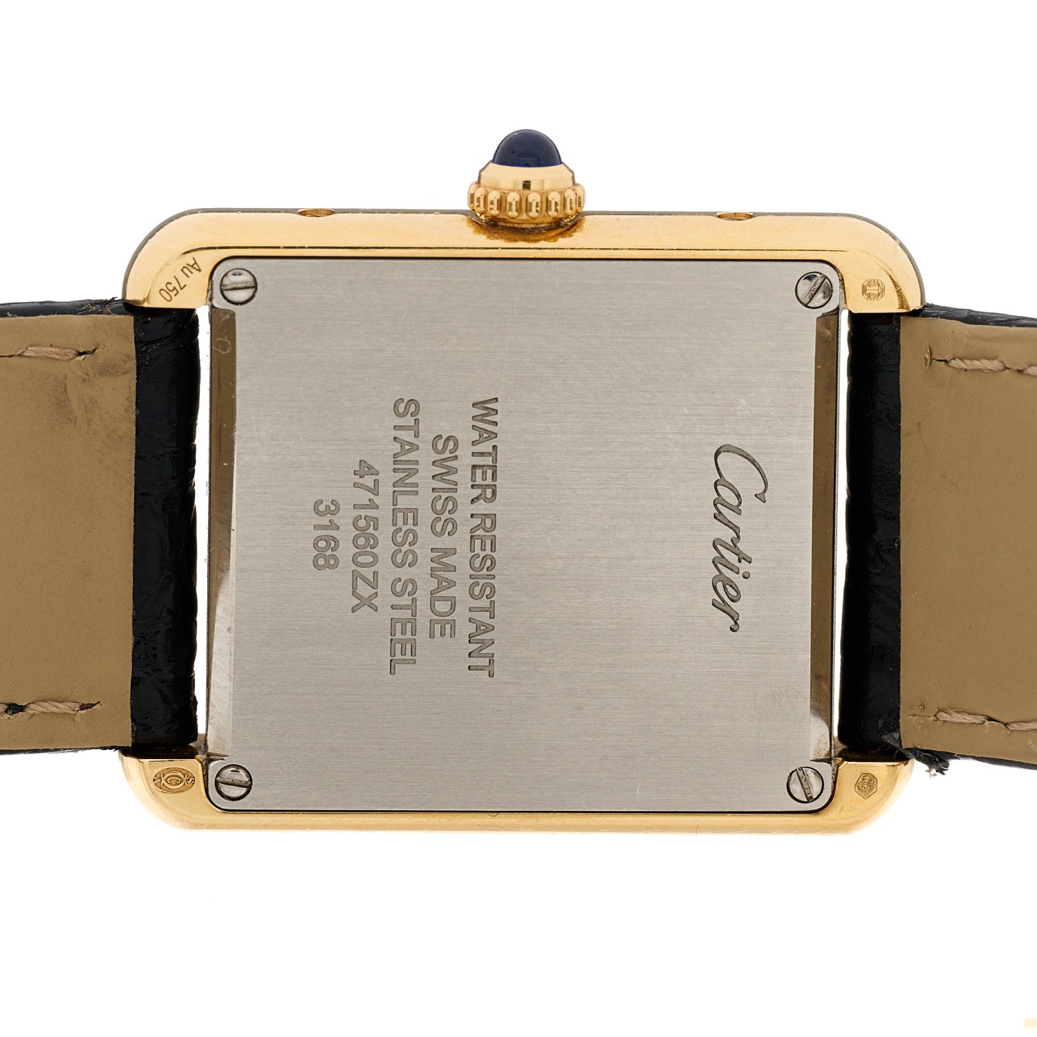Cartier Stainless Steel 18K Yellow Gold Alligator 24mm Tank Solo Quartz Watch 4 of 5