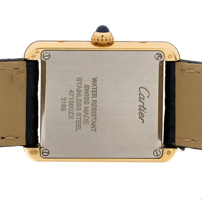 Cartier Stainless Steel 18K Yellow Gold Alligator 24mm Tank Solo Quartz Watch 4 of 5