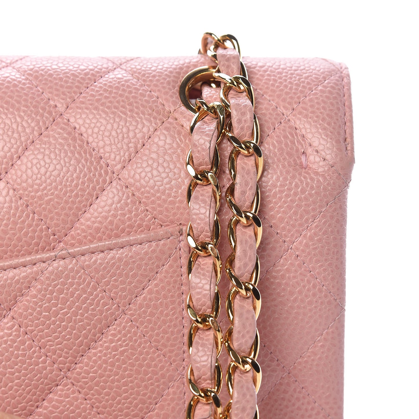 Caviar Quilted Medium Double Flap Pink