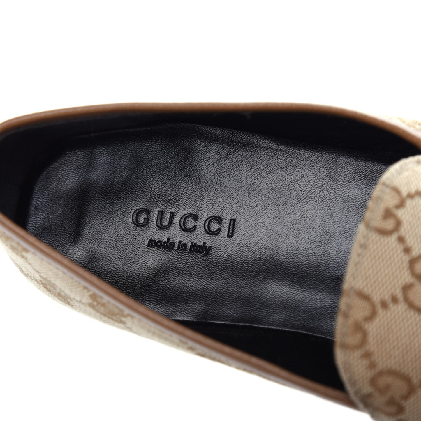 Canvas GG Monogram Horsebit Womens Jordaan Loafers 37.5 New Sand Friky Taupe
