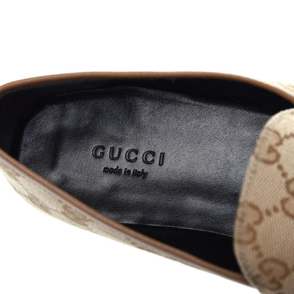 Gucci Canvas GG Monogram Horsebit Womens Jordaan Loafers 37.5 New Sand Friky Taupe 6 of 12