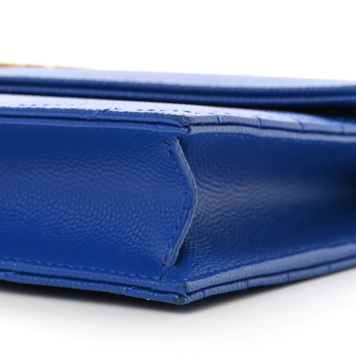 Grain De Poudre Matelasse Chevron Monogram Envelope Chain Wallet Blue Majorelle